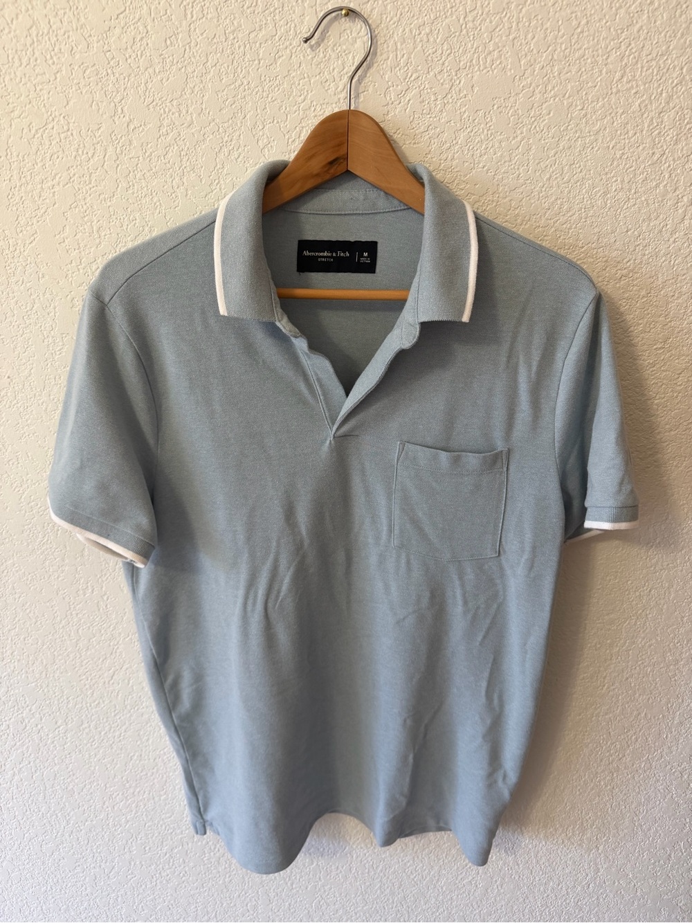 Abercrombie & Fitch Pale Blue Men's Polo with White Trim